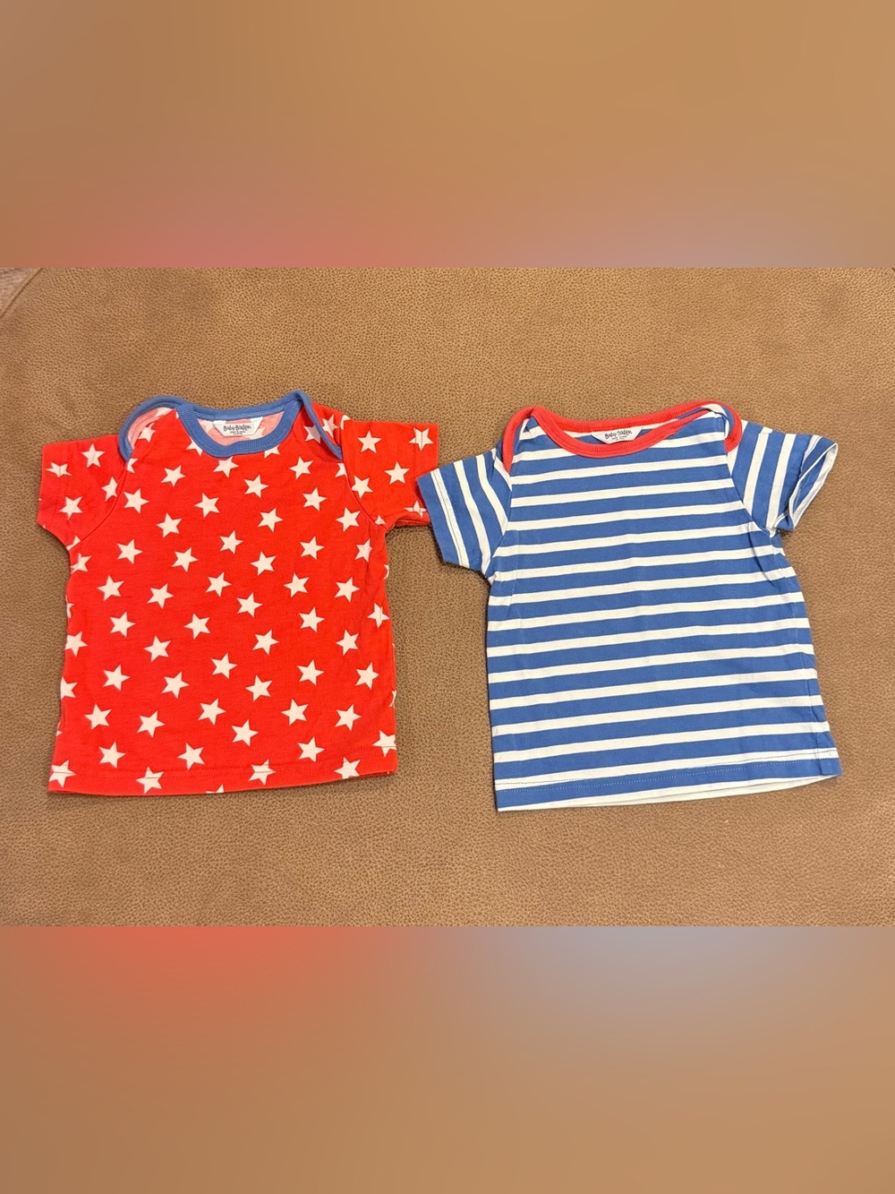 Baby Boden Red Star Tee + Blue & White Stripe Tee Set Like New